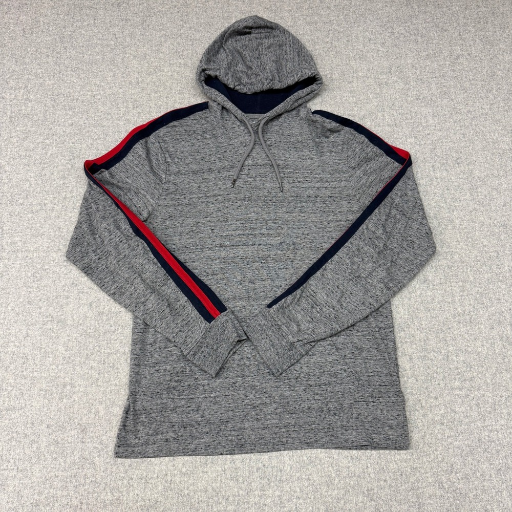 Old Navy Hoodie Medium Gray Soft Washed Racing Stripe Athletic Pullover Men M